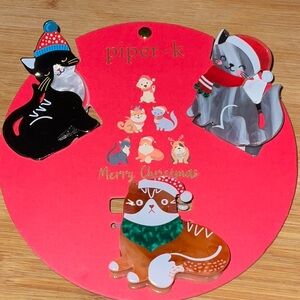 Christmas cats ♥️🎄 🐈 Piper K Hair Clips NWOT
